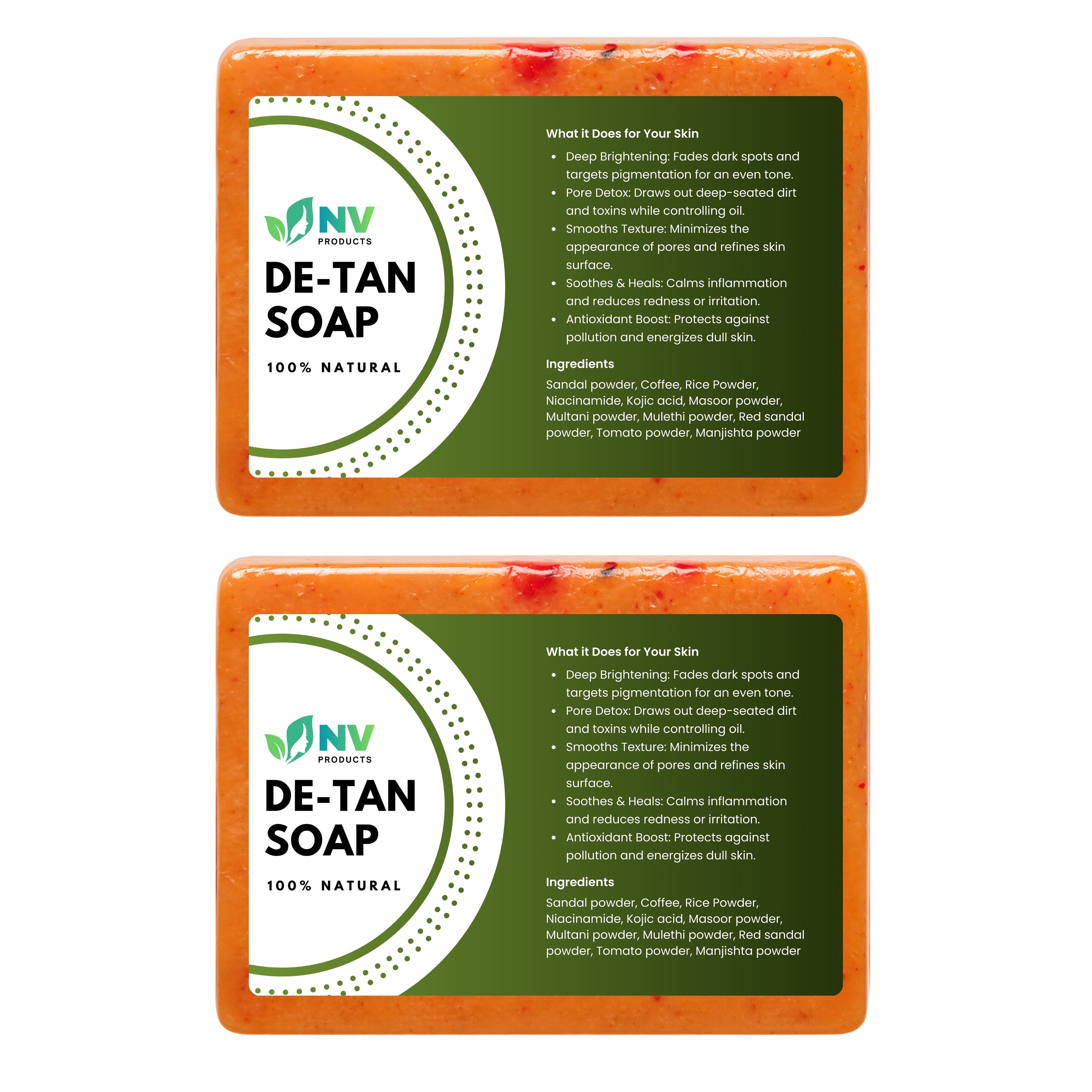De-Tan Soap - 100% Natural  (95 g, Pack of 2)