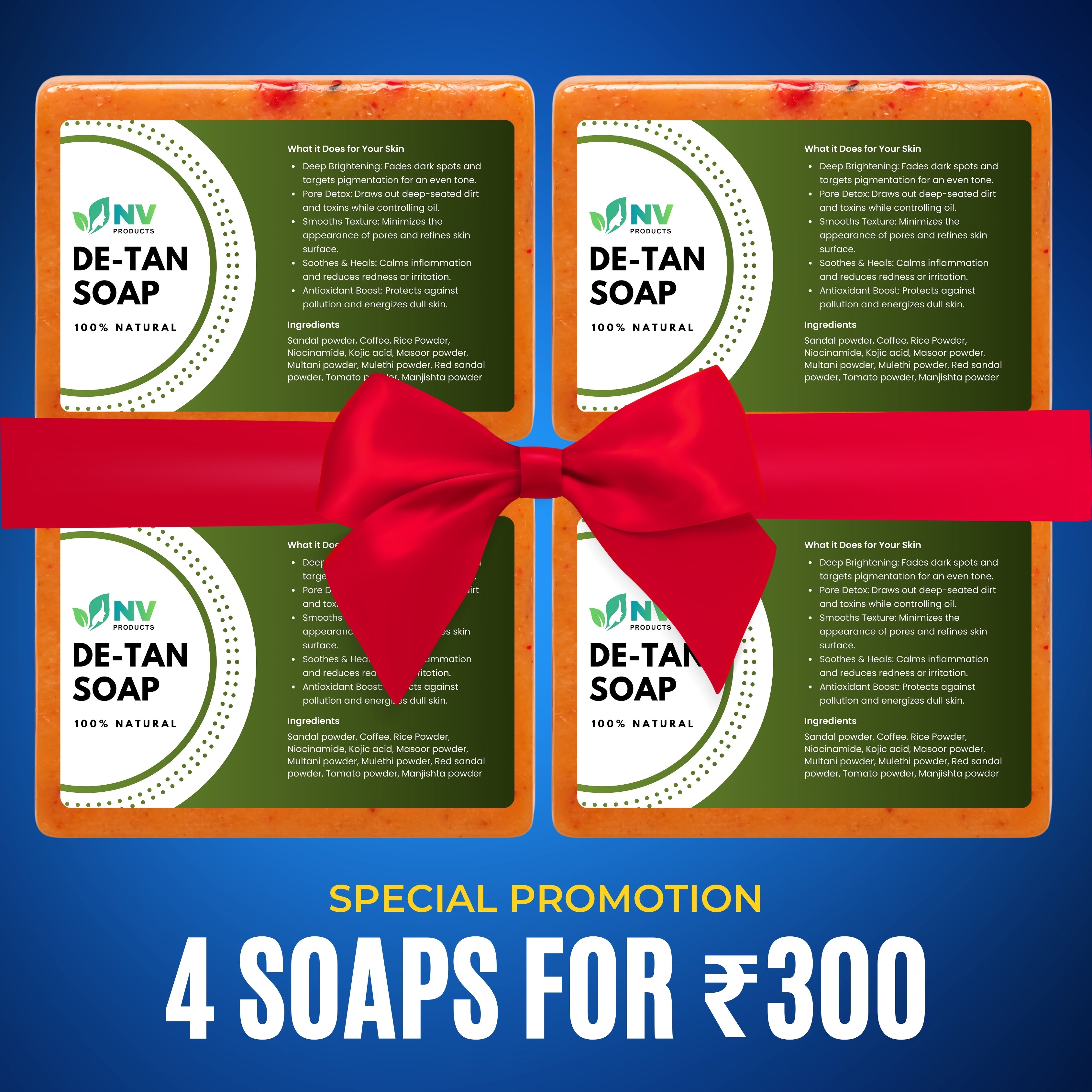 #De-Tan Soap - 100% Natural (Pack of 4)