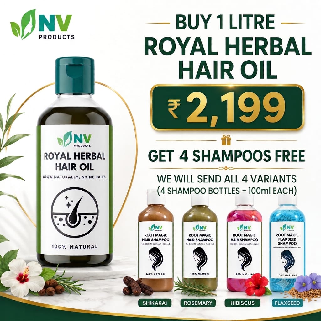 1litre hair oil. +4, 100ml shampoo free